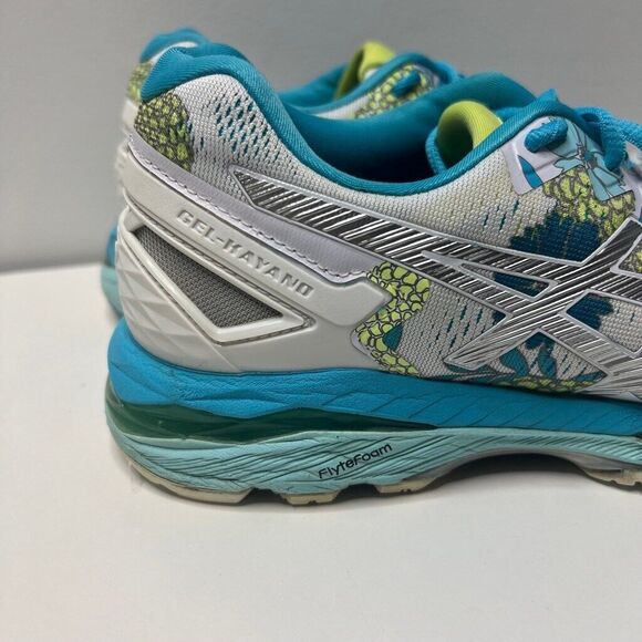 Asics Gel-Kayano 27 Sneakers Shoes Womens Size 9 White Blue Floral Flyte Foam - Picture 2 of 10